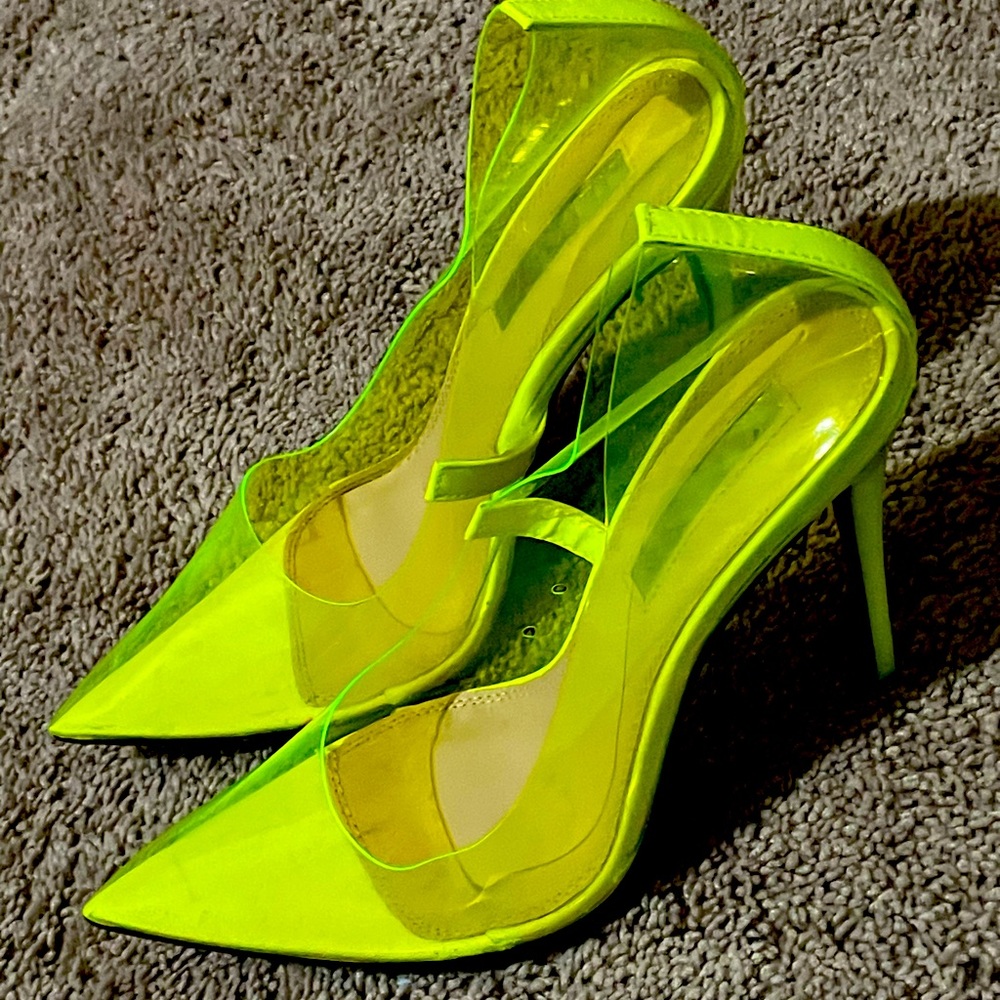 Hot Neon Yellow/Green Pointed Toe Heels
